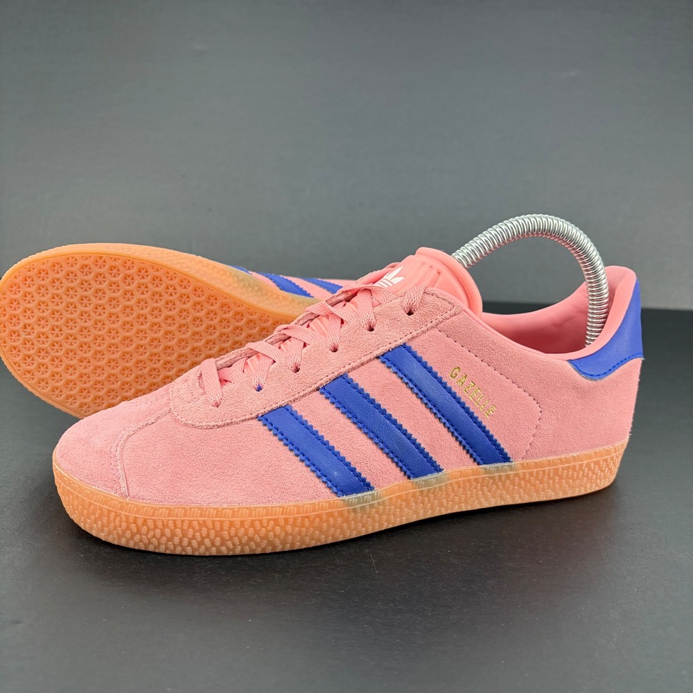 Adidas Originals Gazelle J Pink Blue Suede Gum Sole Retro Sneakers Kids 4Y